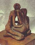 Abrazo 1, terracota y �xido de cobre, 20x15x15 cm., 1977
