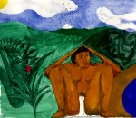 La casa del hombre - Acr�lico y lapiz de cera sobre papel de algod�n, 14x19, A�o 2001