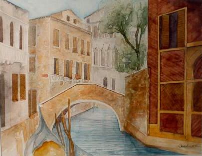 Paseo por un canal - 1991 - Acuarela, 30x40cms.