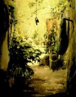 Patio cortijero - acuarela s/ papel, 50x70 cms, A�o 1988