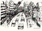 Centro, 1998 - Tinta negra s/ cart�n - 14x20,5 cm.