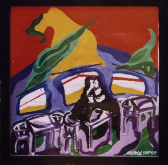 El beso - 1999 - Acr�lico s/papel 0.70x0.70