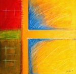 Sin t�tulo - acr�lico y acuarelables s/ tela, 66x66cm, A�o 2002