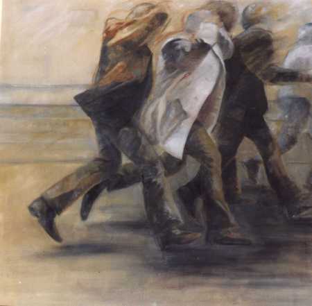 Hombre corriendo II, &oacute;leo s/tela, 1.00x 1.00, A�o 1998