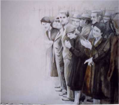 Quien viene?, &oacute;leo s/tela, 1.40x 1.20, A�o 1999